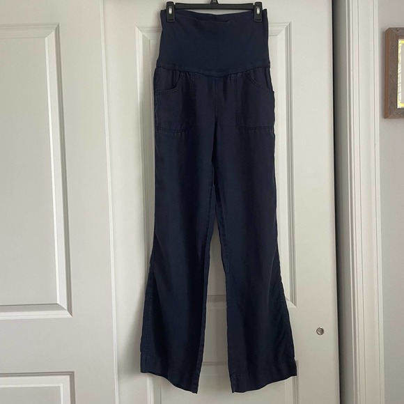 Athleta Pants & Jumpsuits Athleta Linen Navy Blue Wide Leg